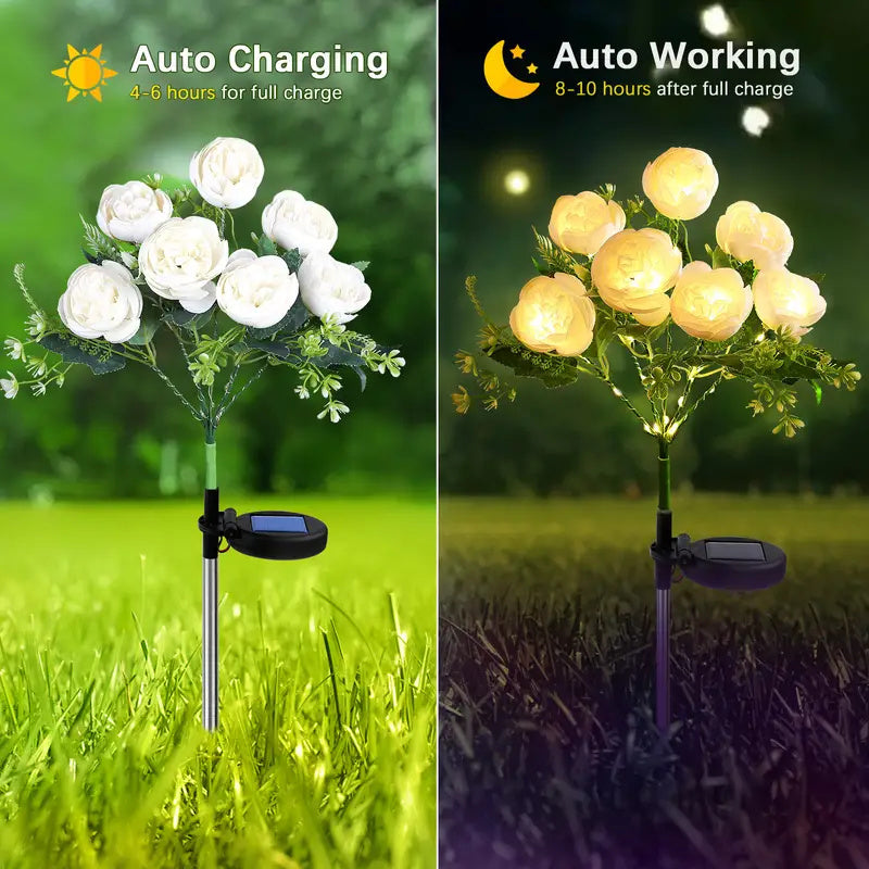 Outdoor Solar Flower Light Camellia Buds, Garden Flower Lights, Decorative Yard Patio Path Lawn Lamp