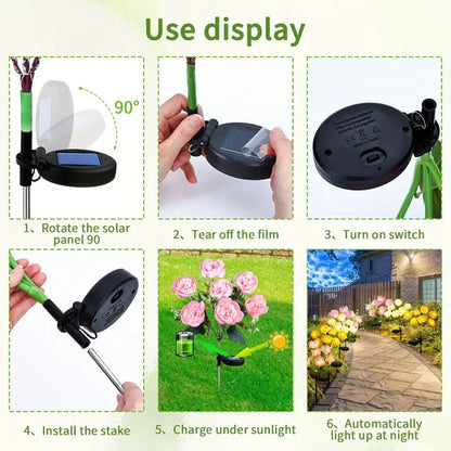 Outdoor Solar Flower Light Camellia Buds, Garden Flower Lights, Decorative Yard Patio Path Lawn Lamp