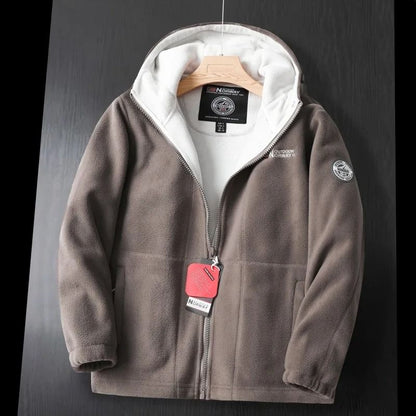 Men Winter Fleece Jacket Warm Hooded Thickened Wool Coat Casual Outdoor Ski Suit 2