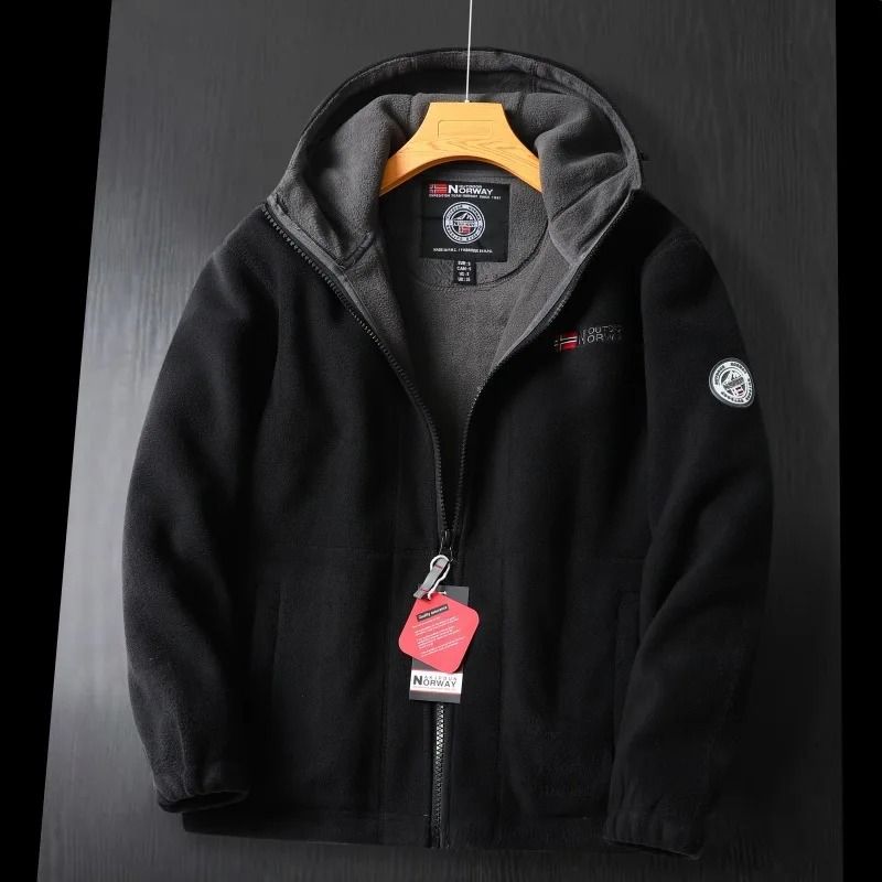 Men Winter Fleece Jacket Warm Hooded Thickened Wool Coat Casual Outdoor Ski Suit 7