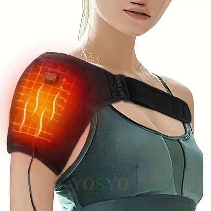 Adjustable Heating Shoulder Support Belt, Temperature Levels for Hot & Cold Therapy, Pain Relief, and Muscle Relaxation