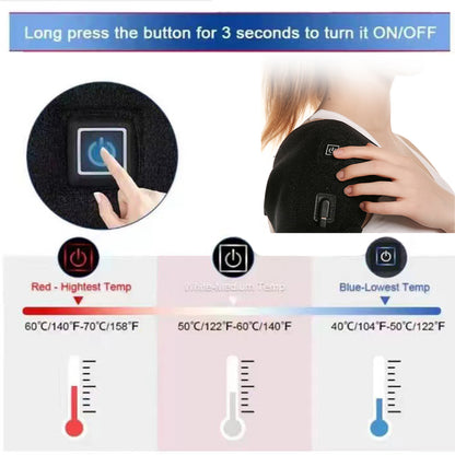 Adjustable Heating Shoulder Support Belt, Temperature Levels for Hot & Cold Therapy, Pain Relief, and Muscle Relaxation