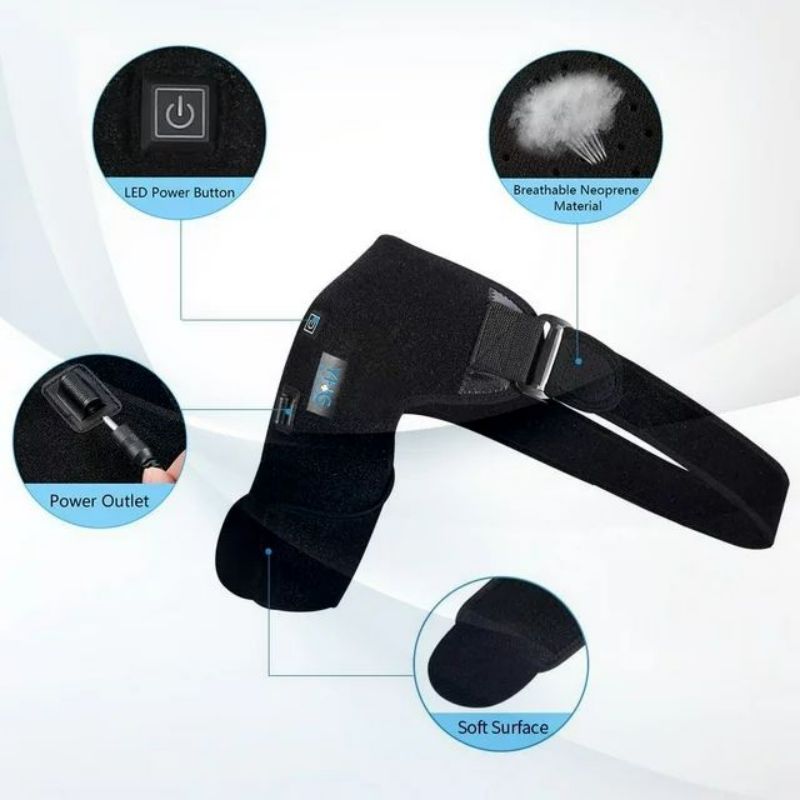 Adjustable Heating Shoulder Support Belt, Temperature Levels for Hot & Cold Therapy, Pain Relief, and Muscle Relaxation