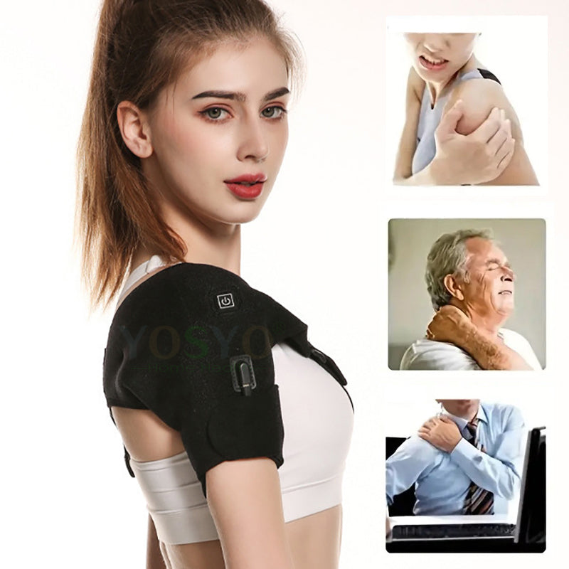 Adjustable Heating Shoulder Support Belt, Temperature Levels for Hot & Cold Therapy, Pain Relief, and Muscle Relaxation