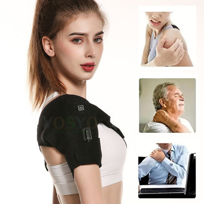 Adjustable Heating Shoulder Support Belt, Temperature Levels for Hot & Cold Therapy, Pain Relief, and Muscle Relaxation