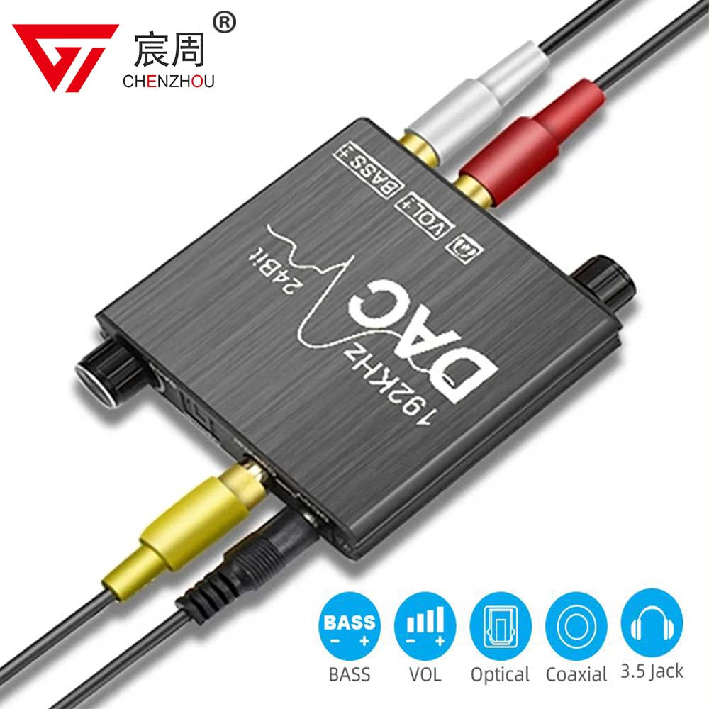 DAC Digital To Analog Audio Converter SPDIF Optical Toslink Coaxial To Stereo RCA LR  Jack Output 2