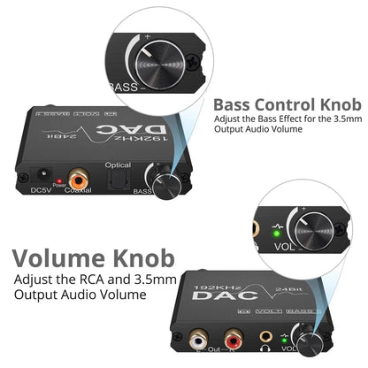 DAC Digital To Analog Audio Converter SPDIF Optical Toslink Coaxial To Stereo RCA LR  Jack Output 5