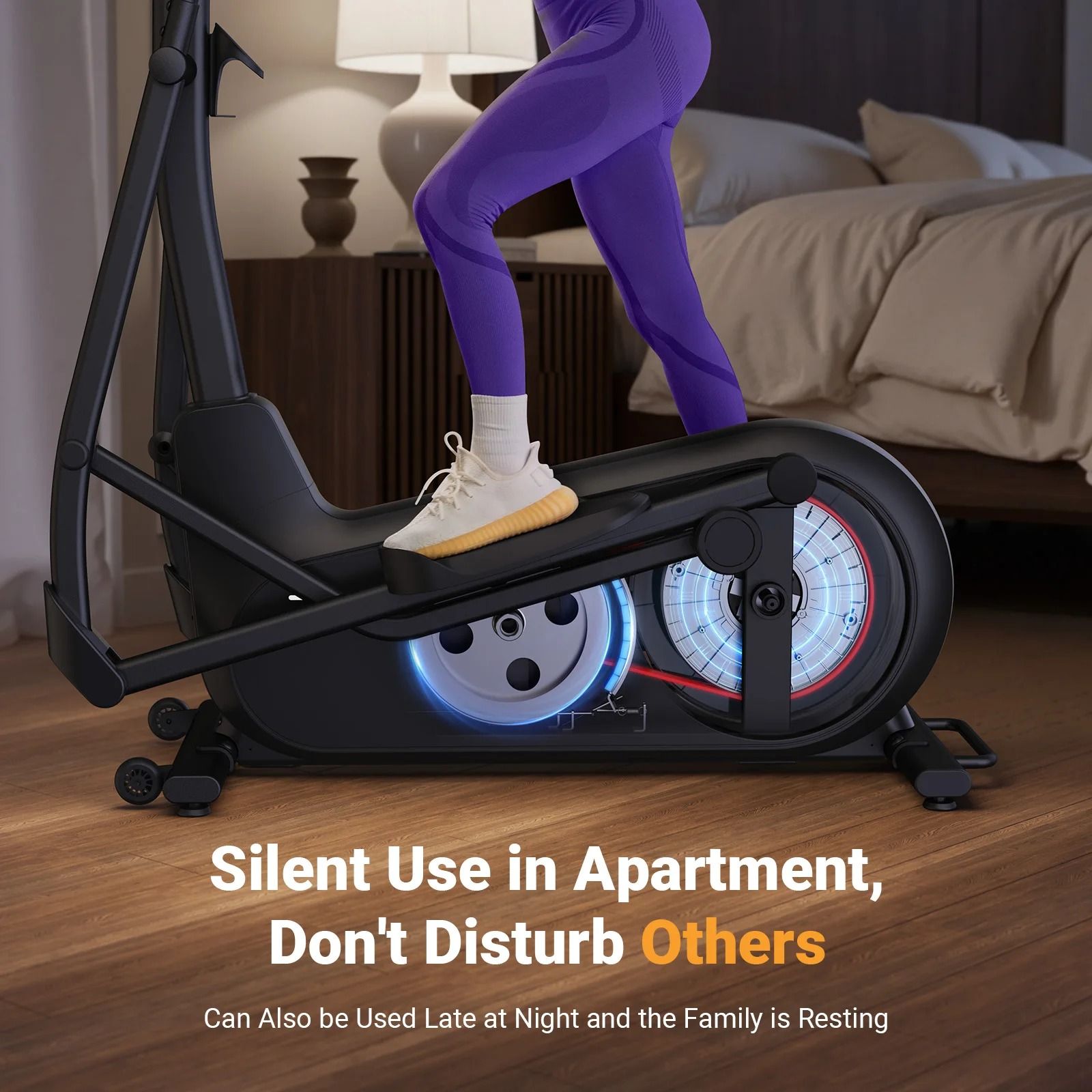 Smooth Quiet Elliptical Trainer with Adjustable Resistance and Long Stride