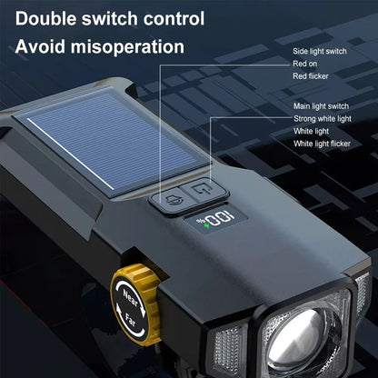 Zoom Bicycle Front Light Bike Light Solar Power Highlight LED With COB Red Side Lamp Durable Rechar 5