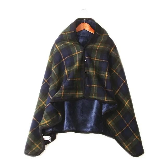 Thick Plaid Wearable Blanket With Buttons Soft Fleece Shawl Throw 9