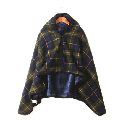 Thick Plaid Wearable Blanket With Buttons Soft Fleece Shawl Throw 9