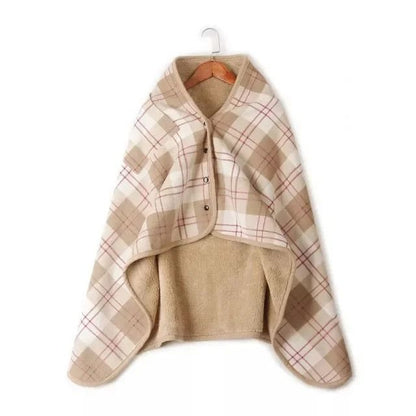 Thick Plaid Wearable Blanket With Buttons Soft Fleece Shawl Throw 13