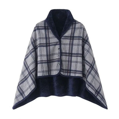 Thick Plaid Wearable Blanket With Buttons Soft Fleece Shawl Throw 15