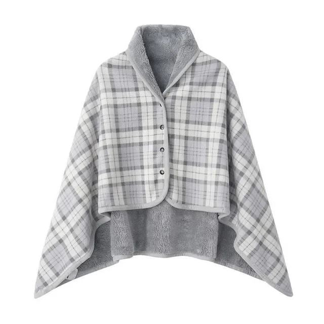 Thick Plaid Wearable Blanket With Buttons Soft Fleece Shawl Throw 6