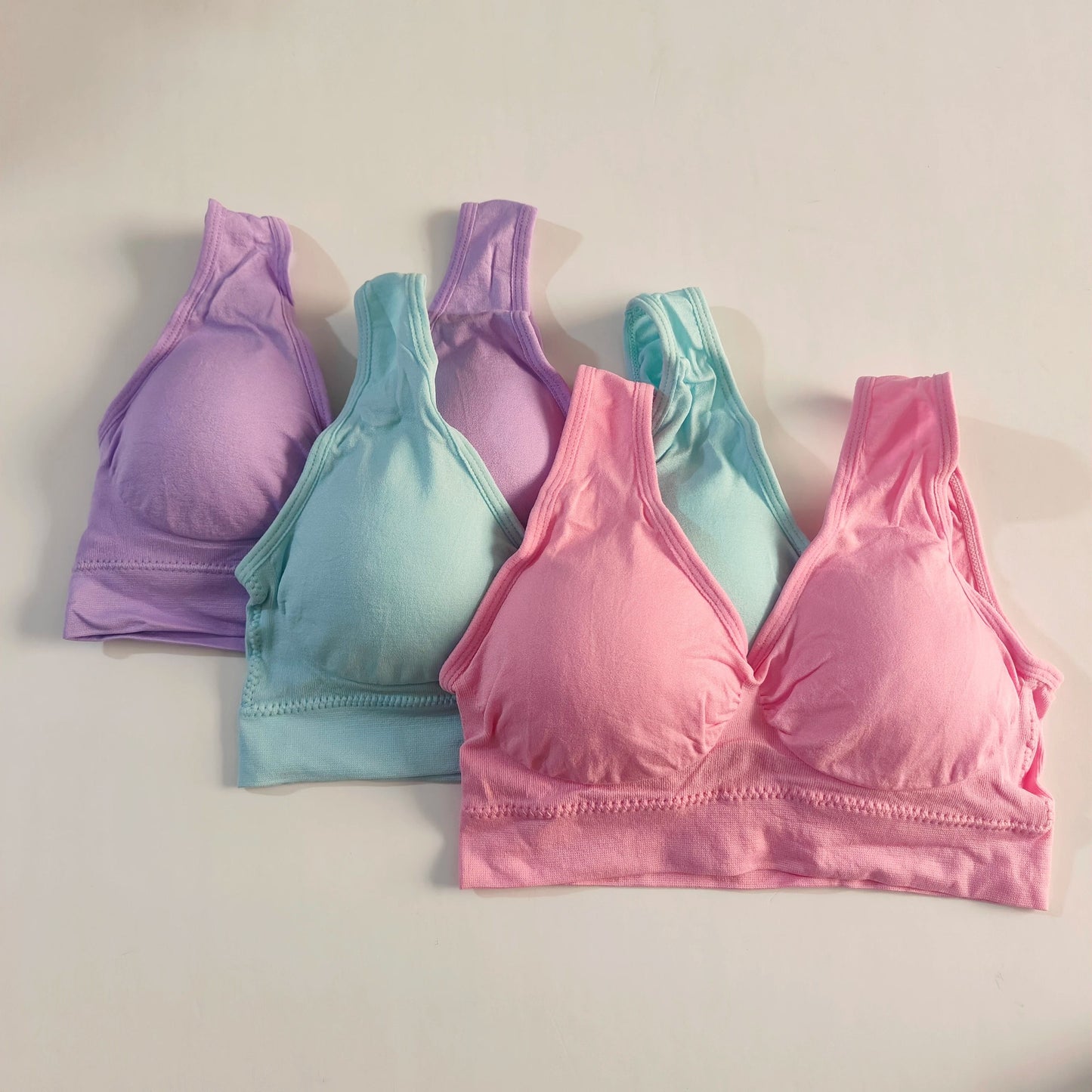 3 Pack Seamless Push Up Sports Bra Wireless With Removable Pads Plus Size 4