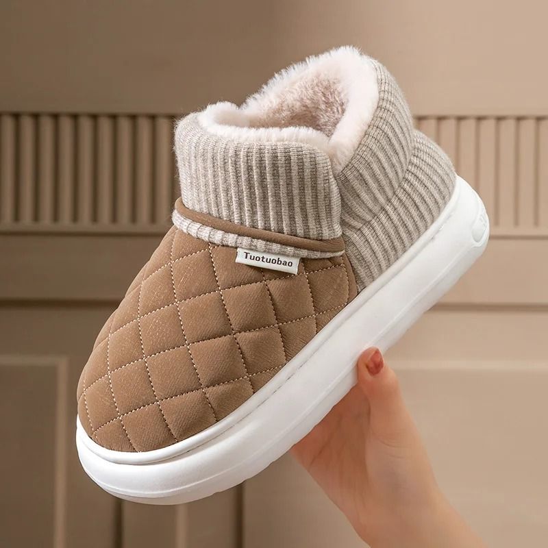 Winter Thick Sole Anti Slip Warm Fleece Slippers for Outdoor Wear