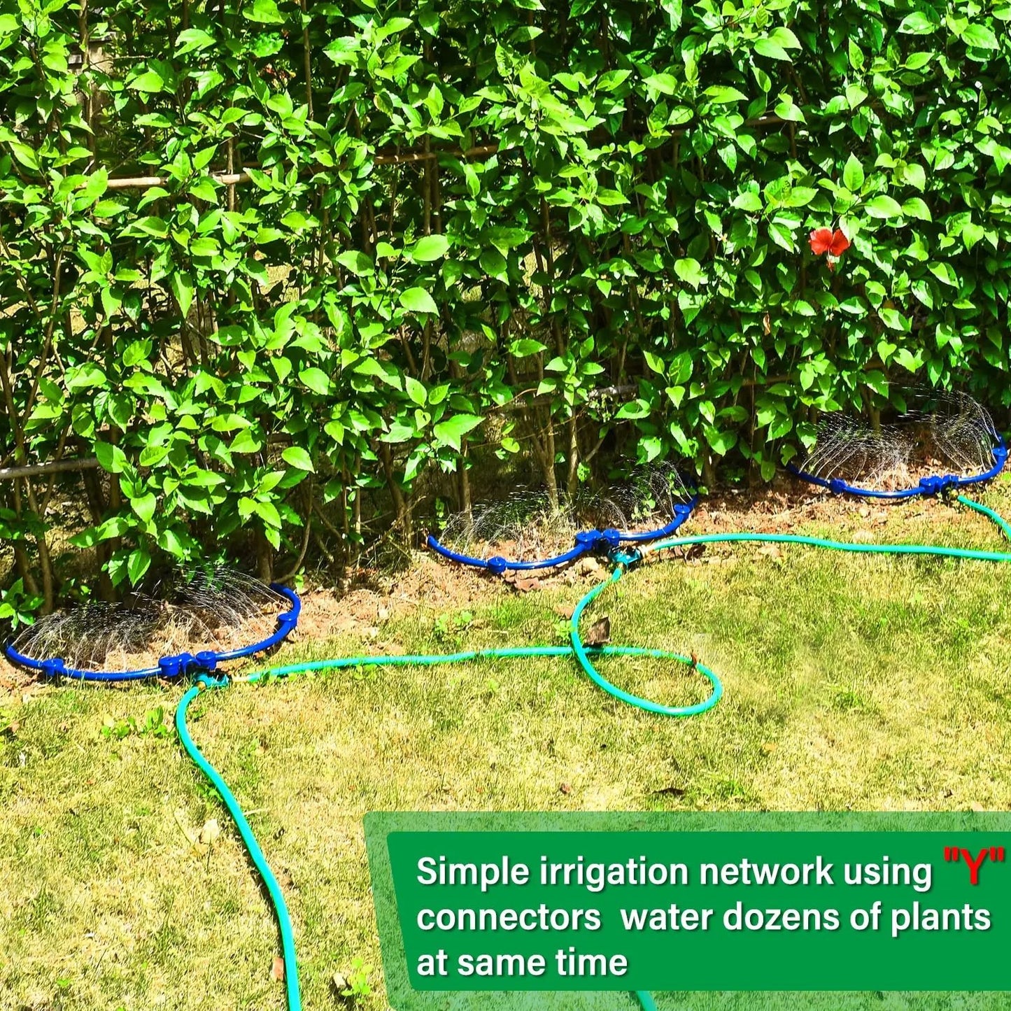Tree Watering Ring Circle Sprinkler With Y Hose Splitter 360 Degree Irrigation 2