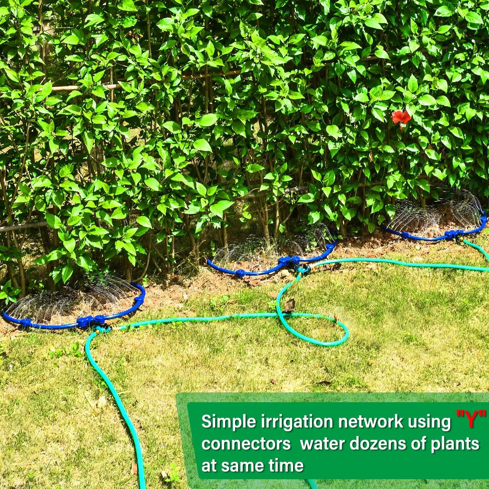 Tree Watering Ring Circle Sprinkler With Y Hose Splitter 360 Degree Irrigation 2