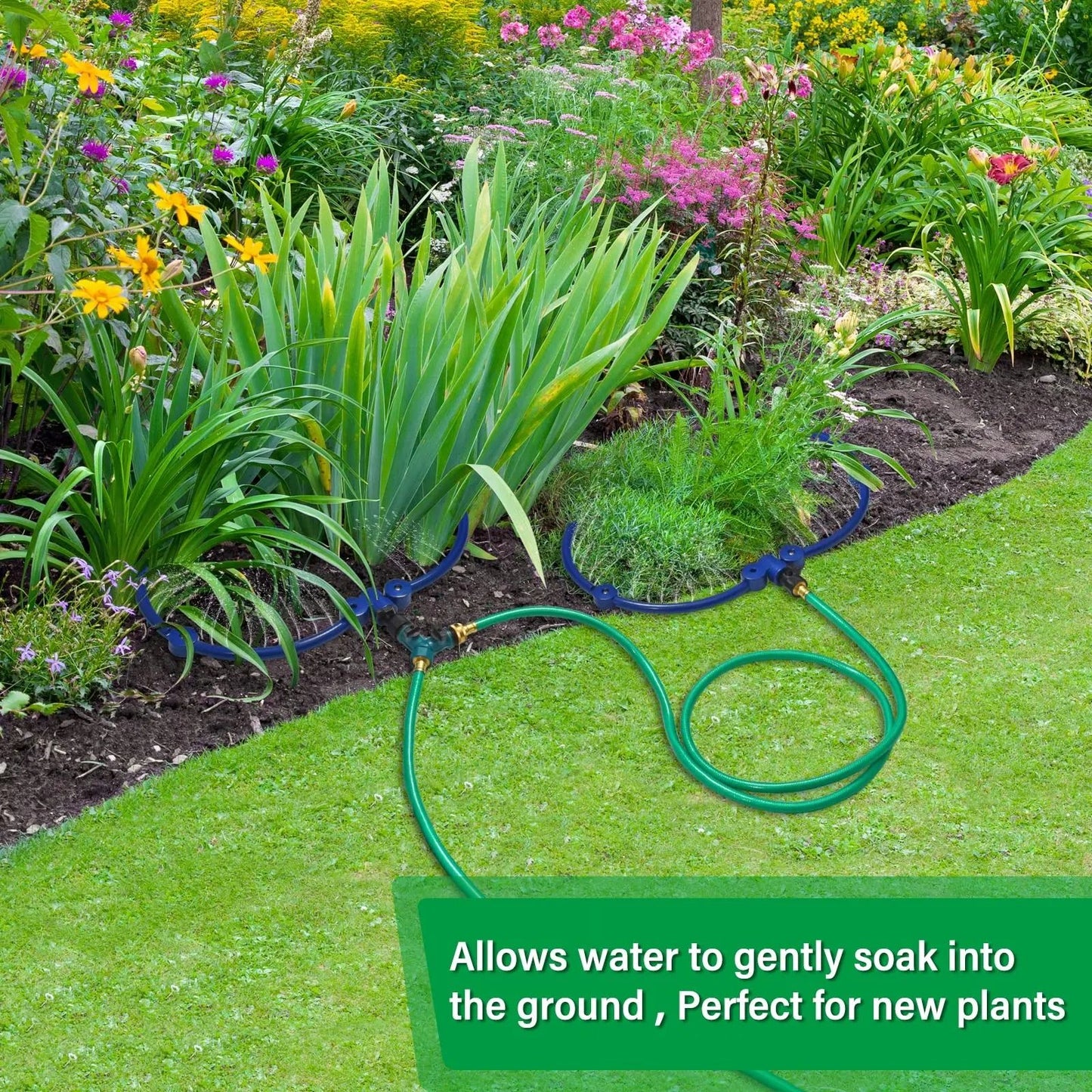Tree Watering Ring Circle Sprinkler With Y Hose Splitter 360 Degree Irrigation 4