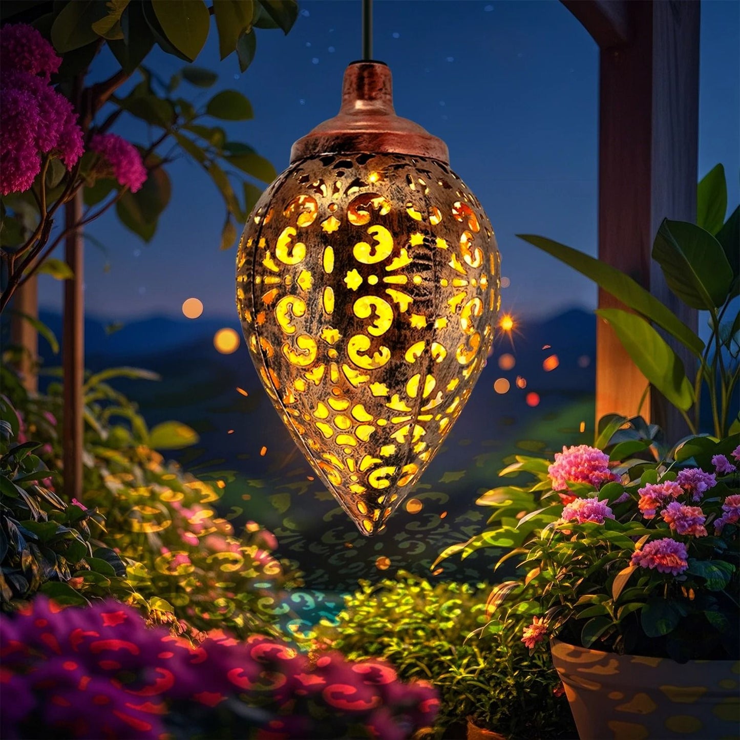 Iron Solar Lantern For Outdoor Decorative Pathway Lighting 8