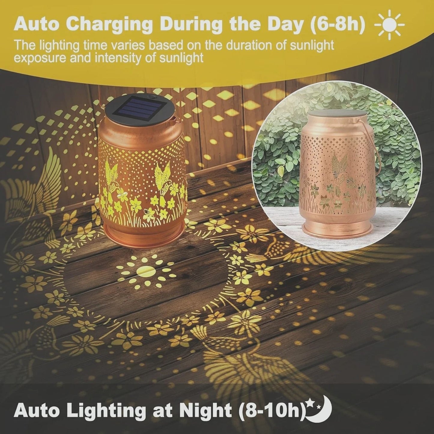 Iron Solar Lantern For Outdoor Decorative Pathway Lighting 4