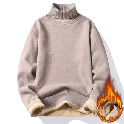 Men Turtleneck Knit Sweater Warm Rollneck Slim Fit Pullover
