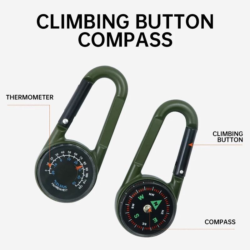 Outdoor Compass Keychain Double Sided Mini Backpack Accessory