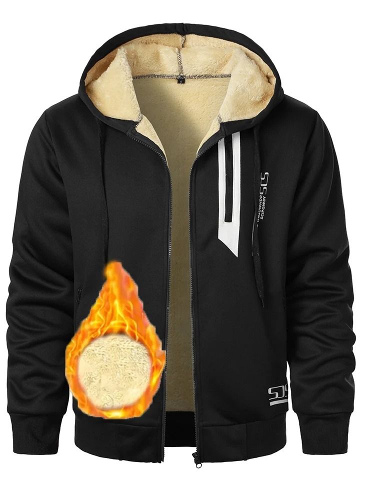 Men Lamb Fleece Zip Hoodie Thick Warm Sherpa Jacket 1