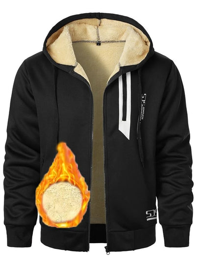 Men Lamb Fleece Zip Hoodie Thick Warm Sherpa Jacket 1
