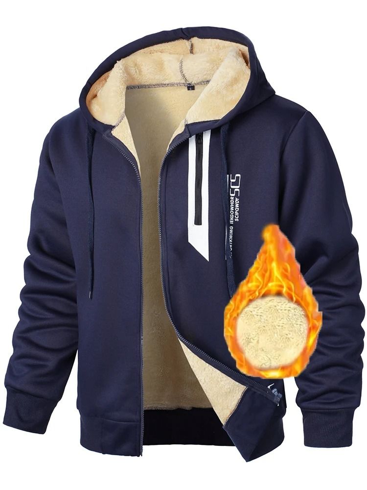 Men Lamb Fleece Zip Hoodie Thick Warm Sherpa Jacket 8