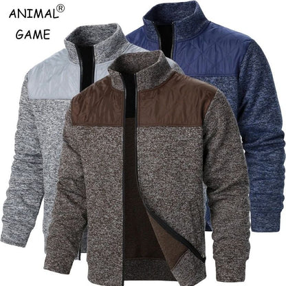 Men Patchwork Stand Collar Zip Up Sweatshirt Slim Fit Track Jacket