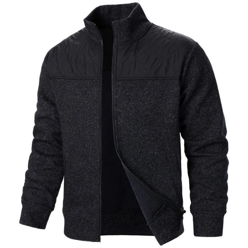 Men Patchwork Stand Collar Zip Up Sweatshirt Slim Fit Track Jacket 3