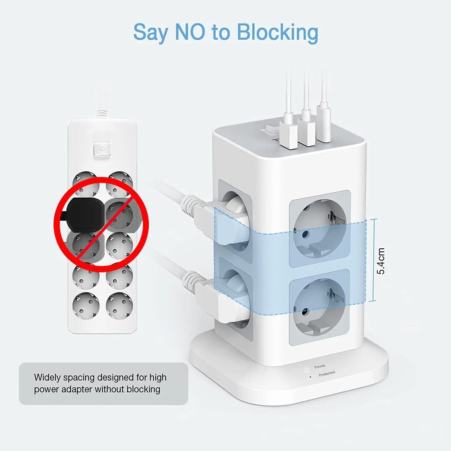 Compact Tower Power Strip With USB A USB C And A Long Extension Cord 3