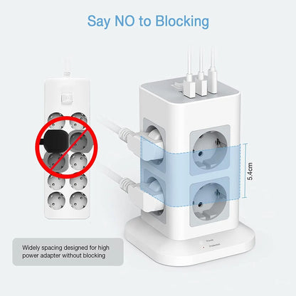 Compact Tower Power Strip With USB A USB C And A Long Extension Cord 3