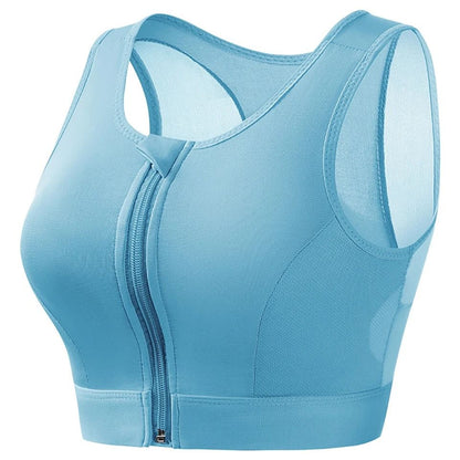 Plus Size High Impact Zip Front Sports Bra Wireless Support 10
