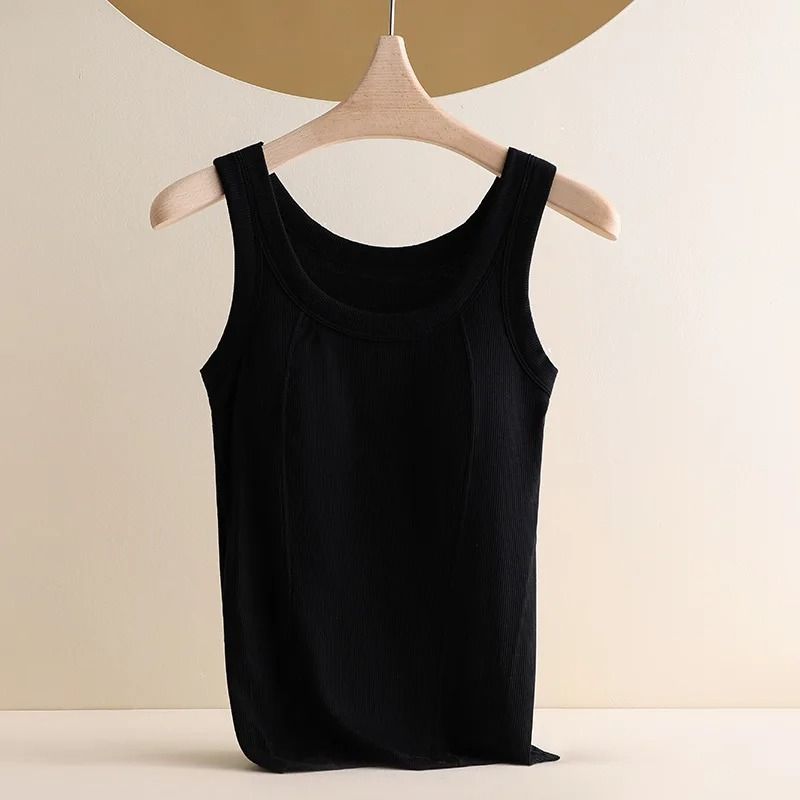 Plus Size Seamless Tank Top With BuiltIn Chest Pads Breathable Knit Camisole 6