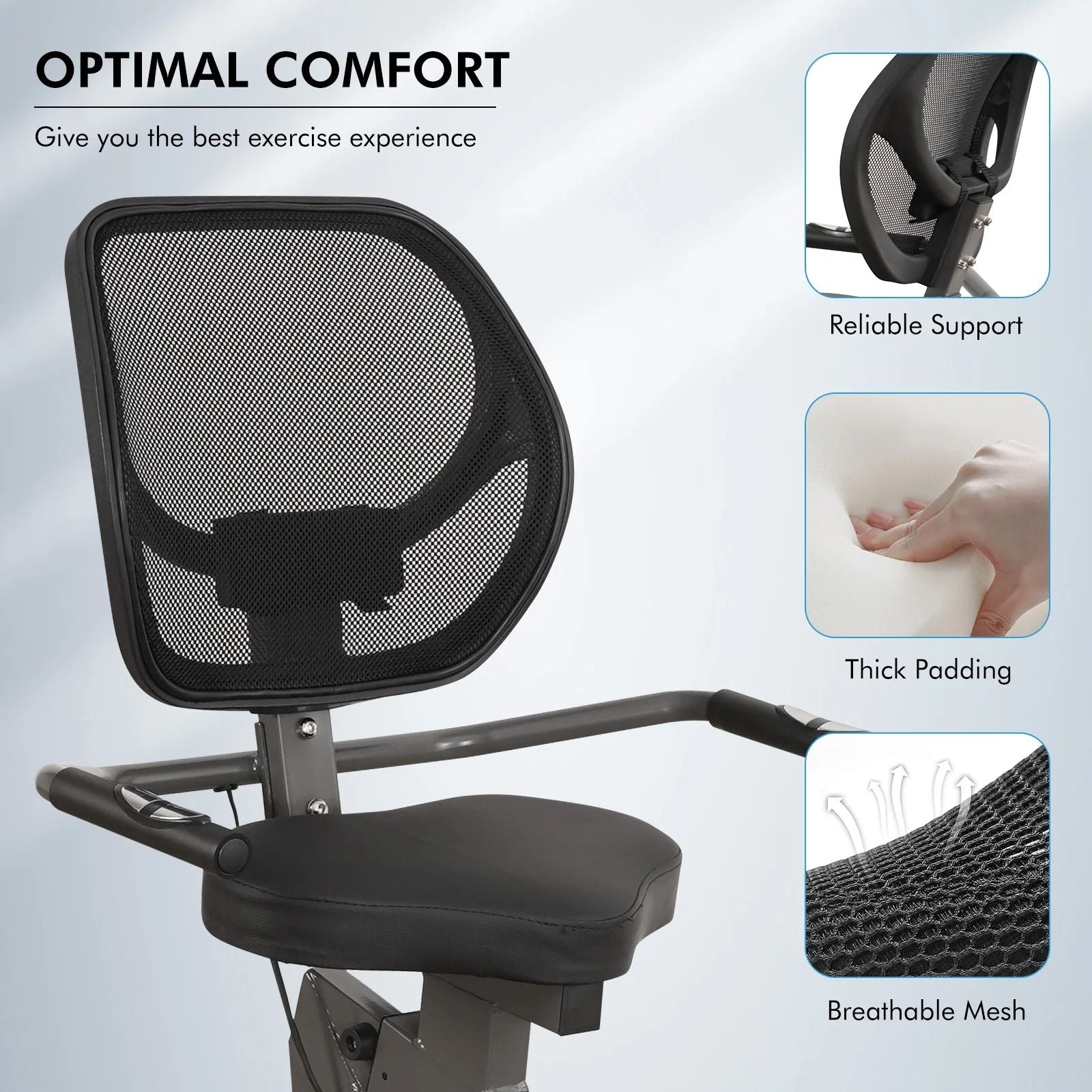 Recumbent Exercise Bike With Large Seat Quiet Ride And Heart Rate Sensor 4