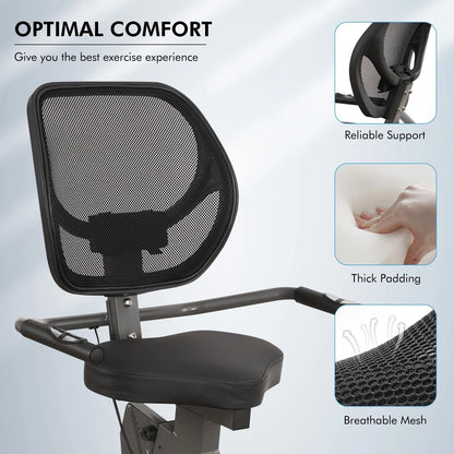 Recumbent Exercise Bike With Large Seat Quiet Ride And Heart Rate Sensor 4
