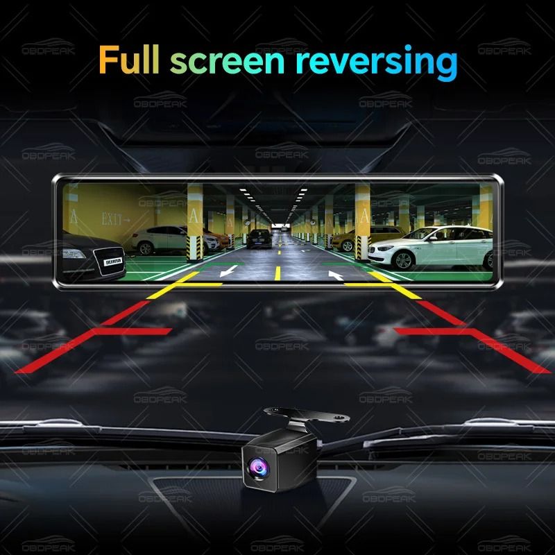 Premium 4K Smart Mirror Dash Cam With CarPlay Android Auto Dual Lens GPS Navigation 4