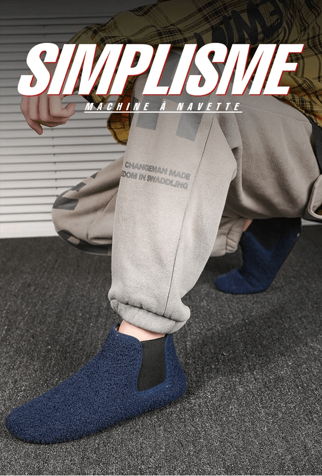 Mens Winter Warm Cotton Slippers Indoor Plush Anti Slip Soft Sole Shoes