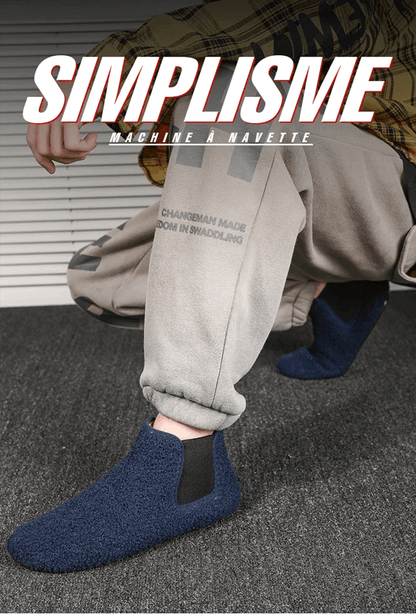 Mens Winter Warm Cotton Slippers Indoor Plush Anti Slip Soft Sole Shoes