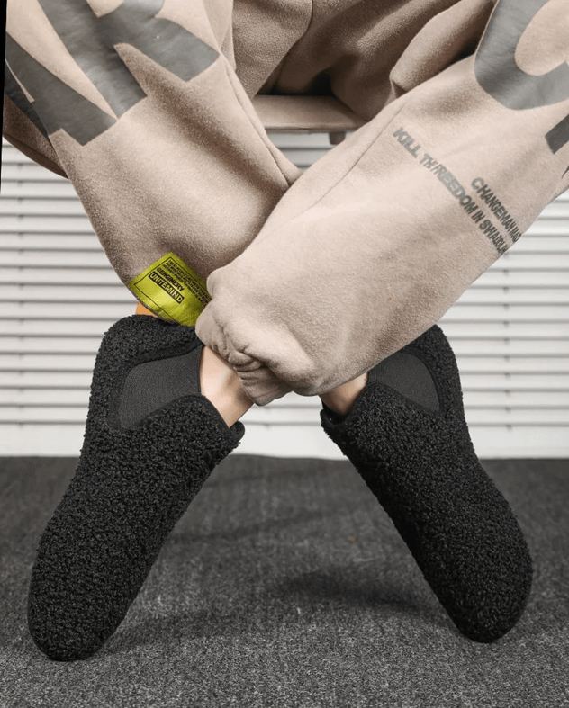 Mens Winter Warm Cotton Slippers Indoor Plush Anti Slip Soft Sole Shoes 2