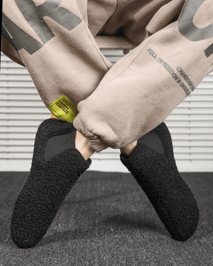 Mens Winter Warm Cotton Slippers Indoor Plush Anti Slip Soft Sole Shoes 2