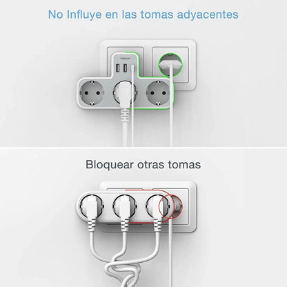 6 in 1 Power Strip with AC USB A and USB C for Home and Office