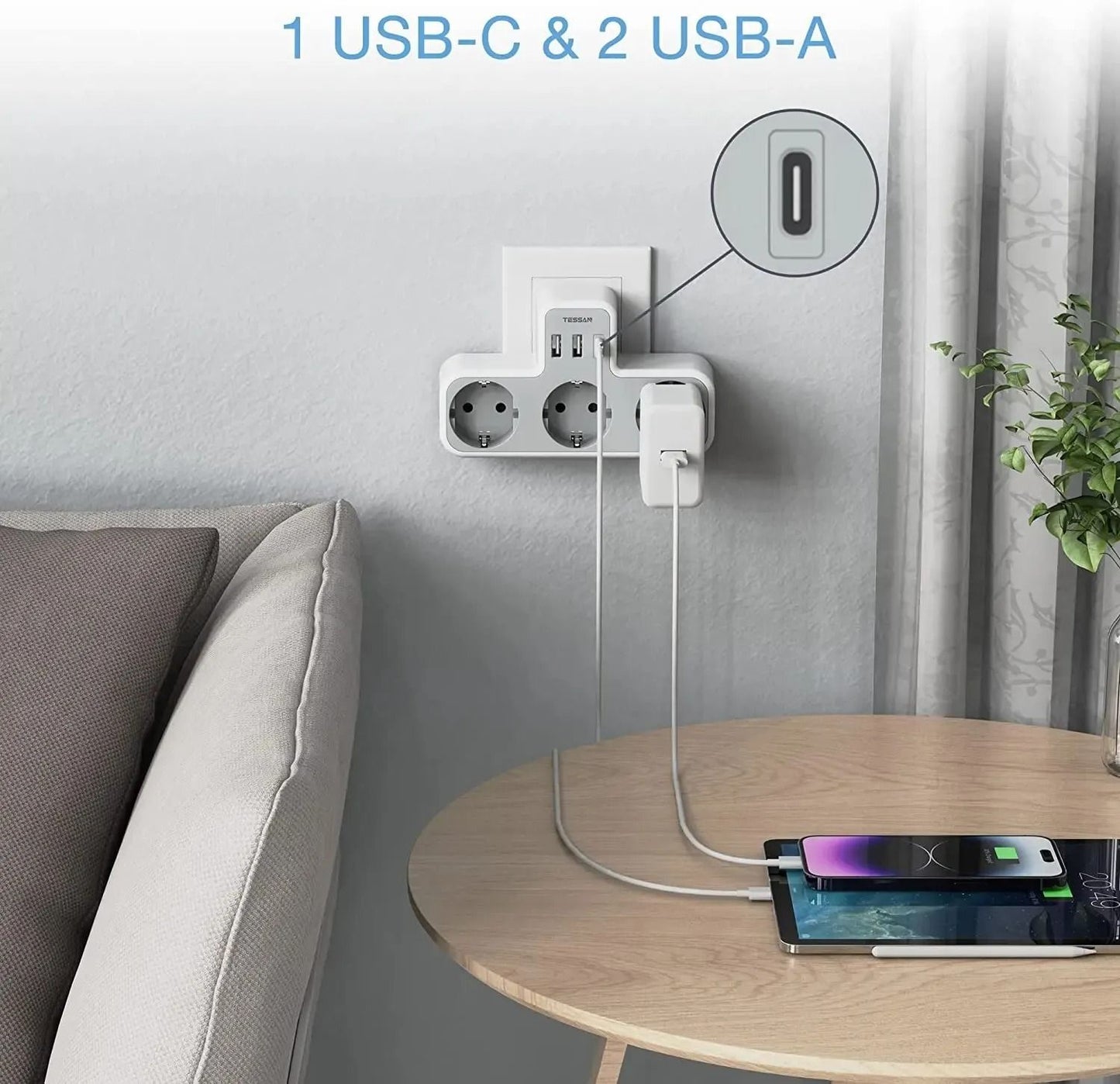 6 In 1 Power Strip With AC USB A And USB C For Home And Office 1