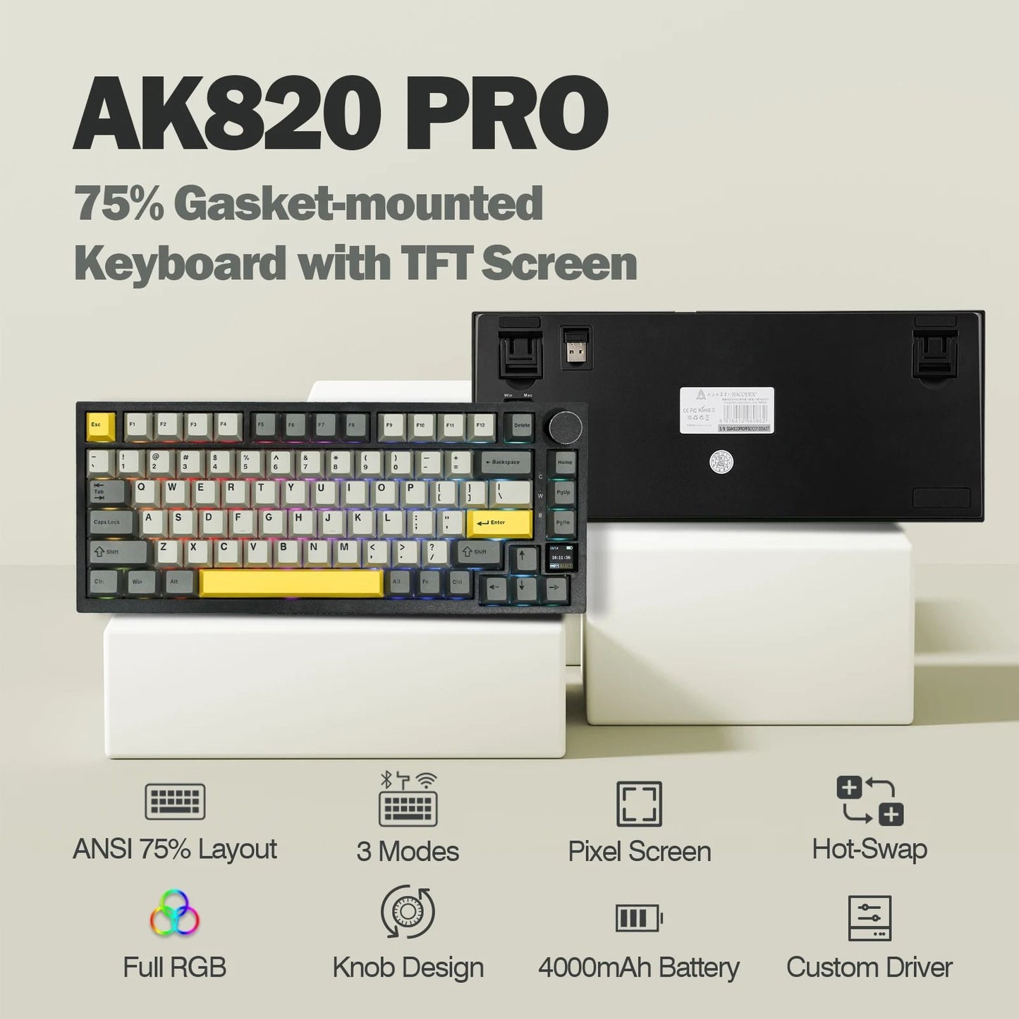 Premium Wireless Mechanical Keyboard With TFT Display 1