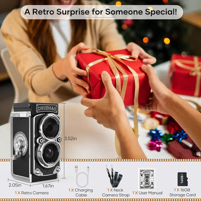 CHUZHAO Vintage Mini Digital Camera 12MP 1080P Vlogging Gift For Teens Adults Kids 4