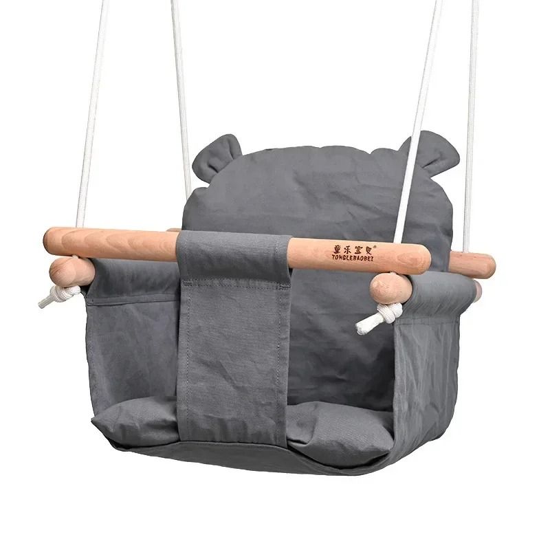 Baby Canvas Swing Chair Hanging Wooden Swing For Indoor And Outdoor Use 3
