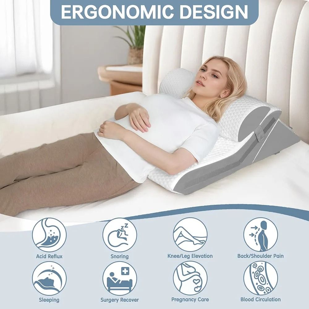 3 Piece Adjustable Wedge Pillow Set For Sleeping Back Pain Relief And Acid Reflux 2