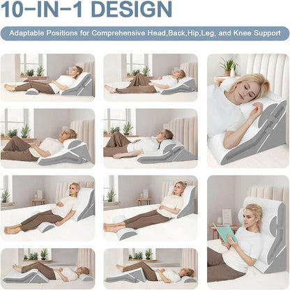 3 Piece Adjustable Wedge Pillow Set For Sleeping Back Pain Relief And Acid Reflux 5